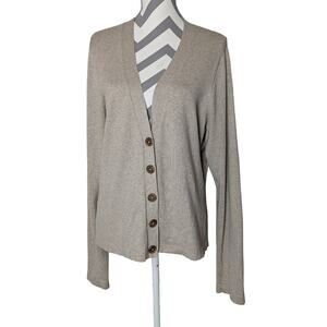 Banana Republic Women's Luxury Blend Cardigan XL Silk Cotton Cashmere Tan
